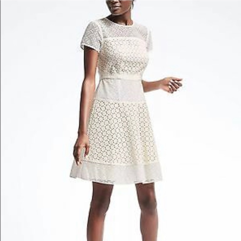 Banana Republic Cream Lace Midi Dress